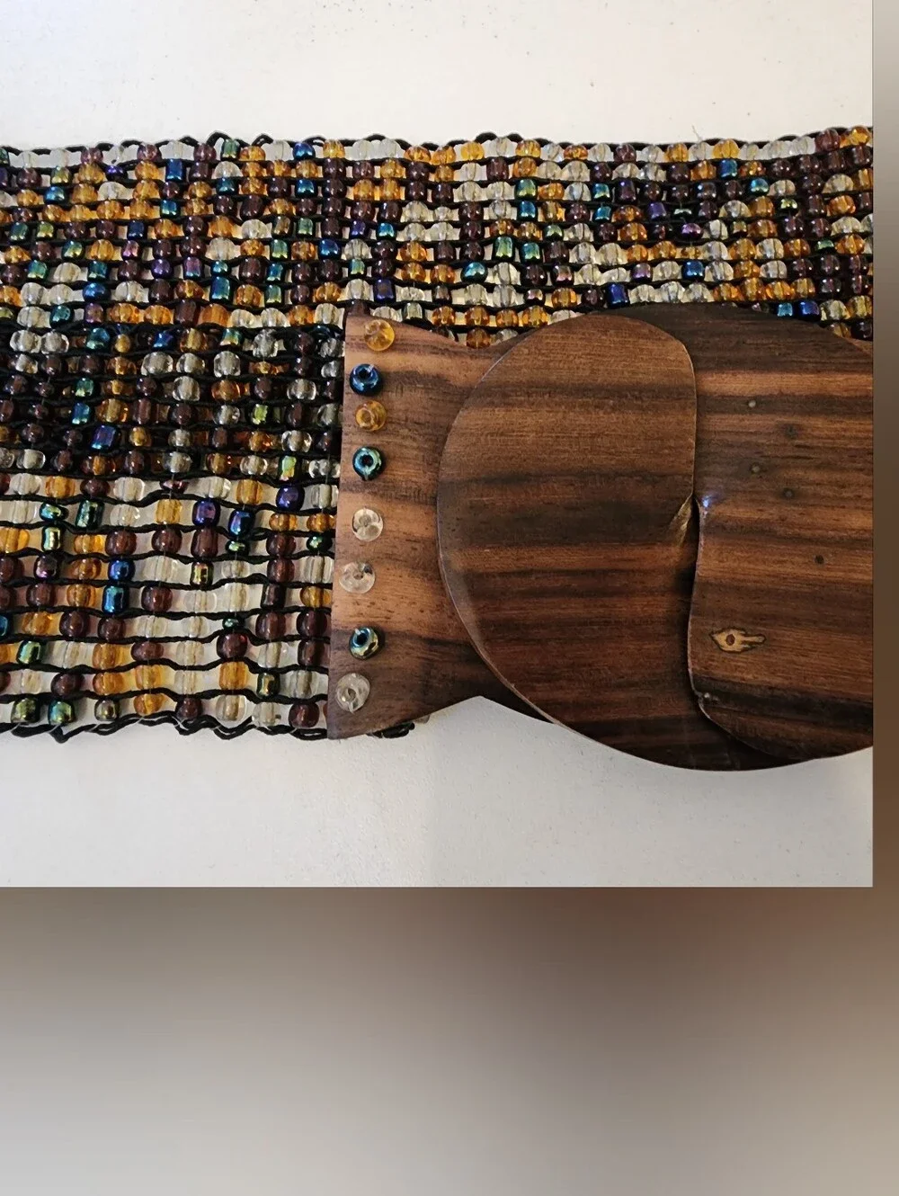 Artisanal Woven Elastic Belt with Wooden Buckle OS - Mexican Handcrafted